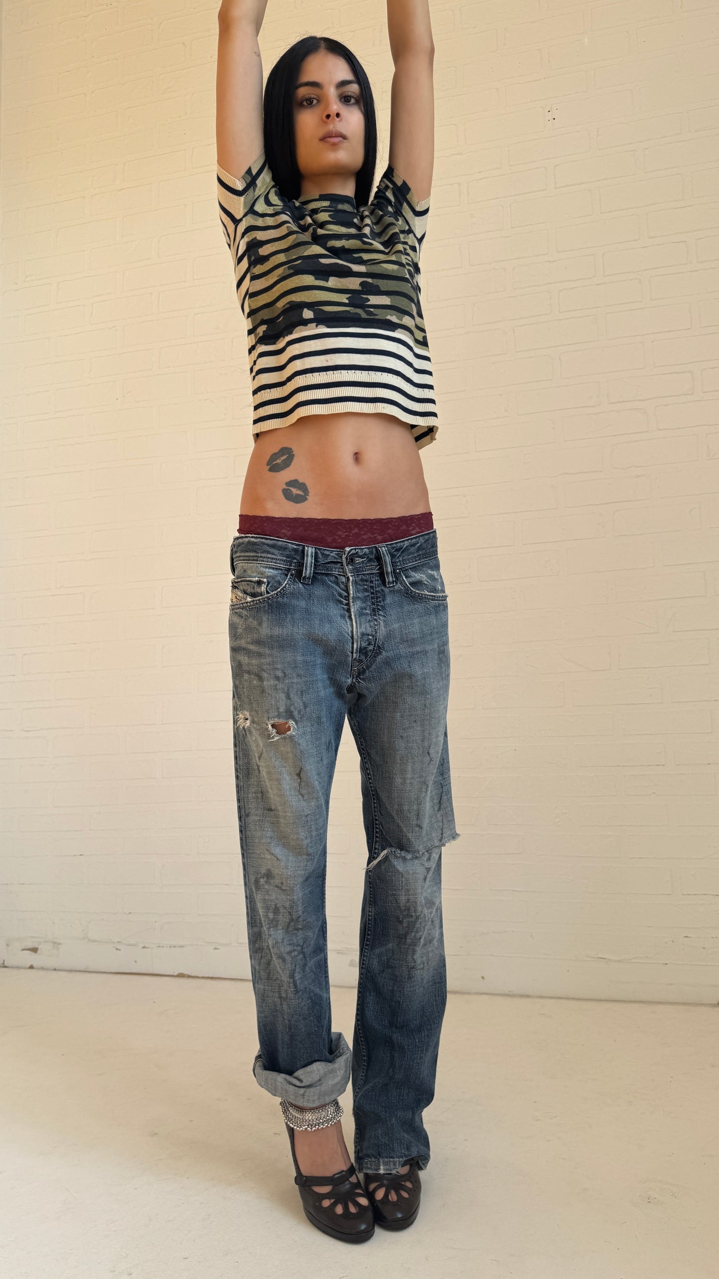 Distressed Blue Grey Jeans