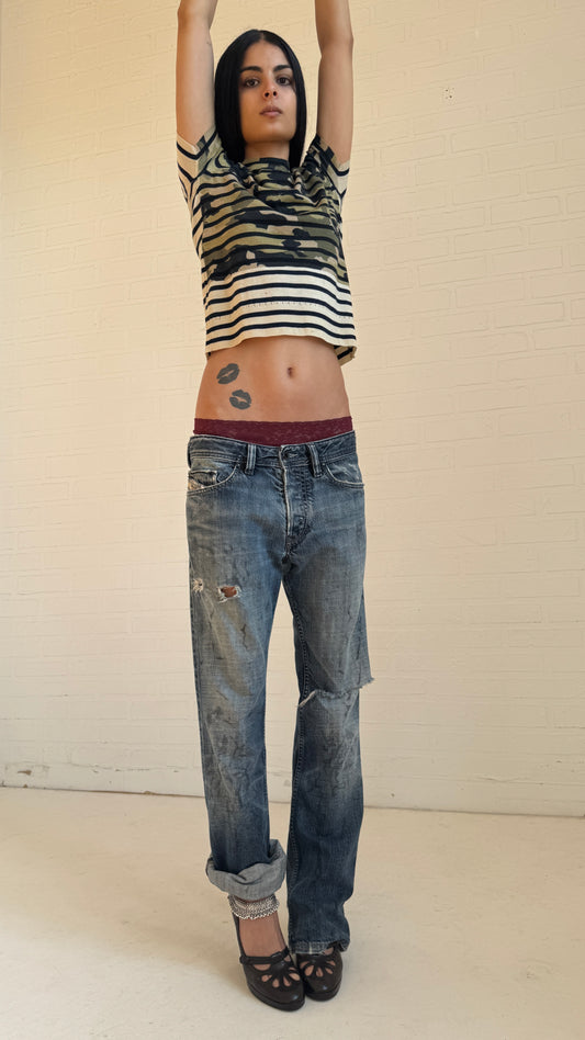 Distressed Blue Grey Jeans