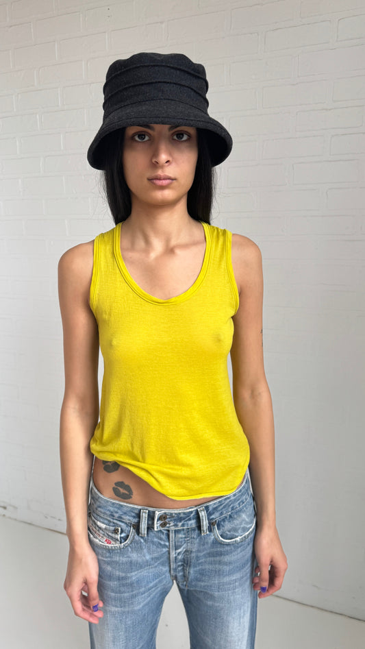 Sheer Knit Tank Yellow