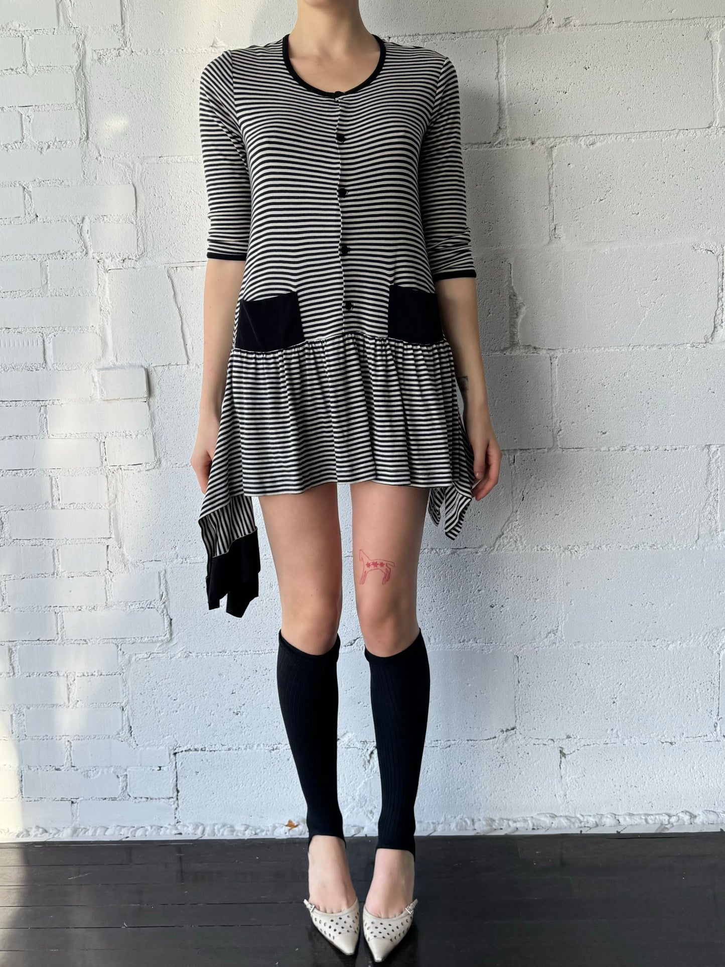 cardigan mini dress / stripe