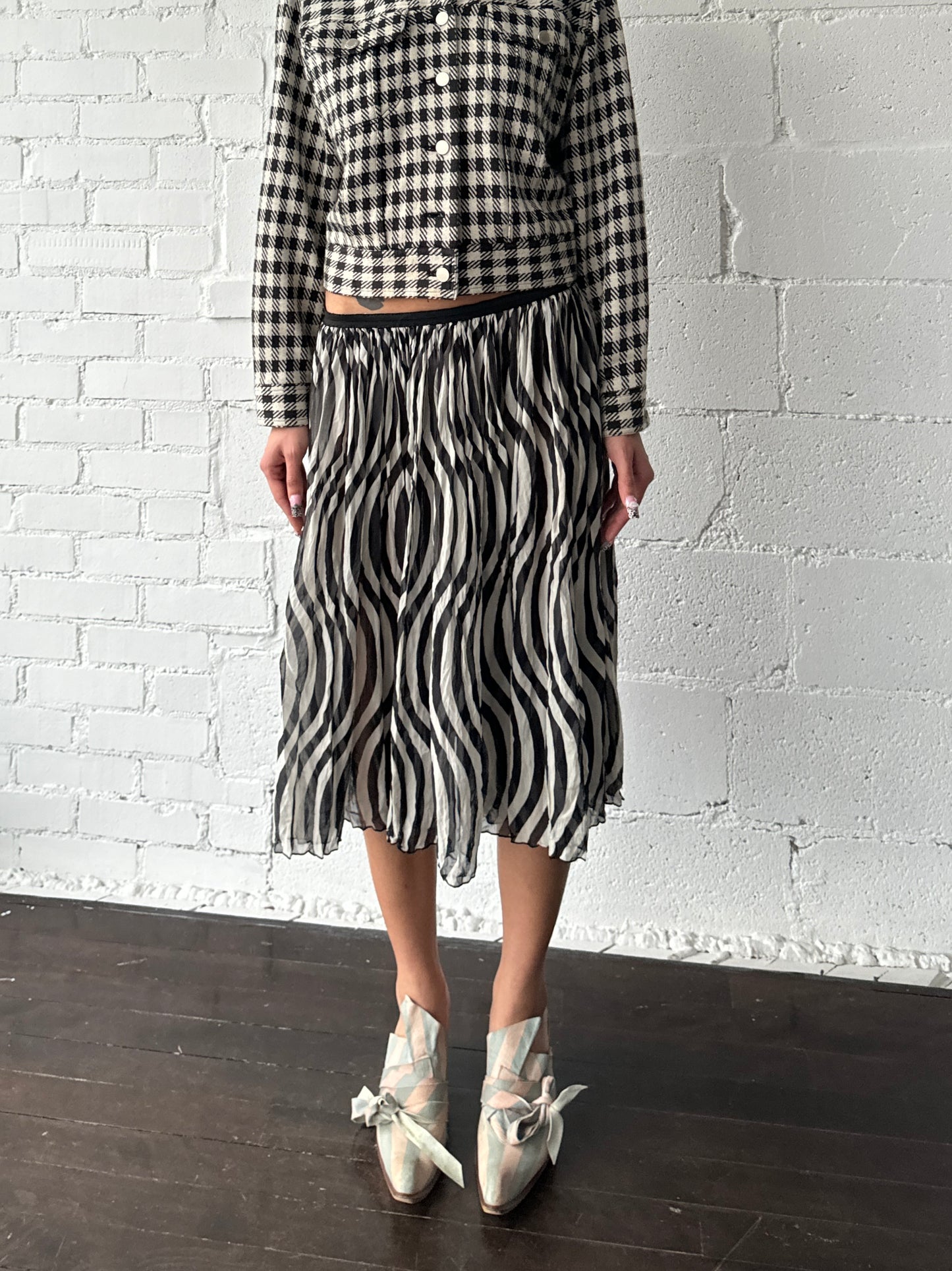 silk sheer stripe skirt