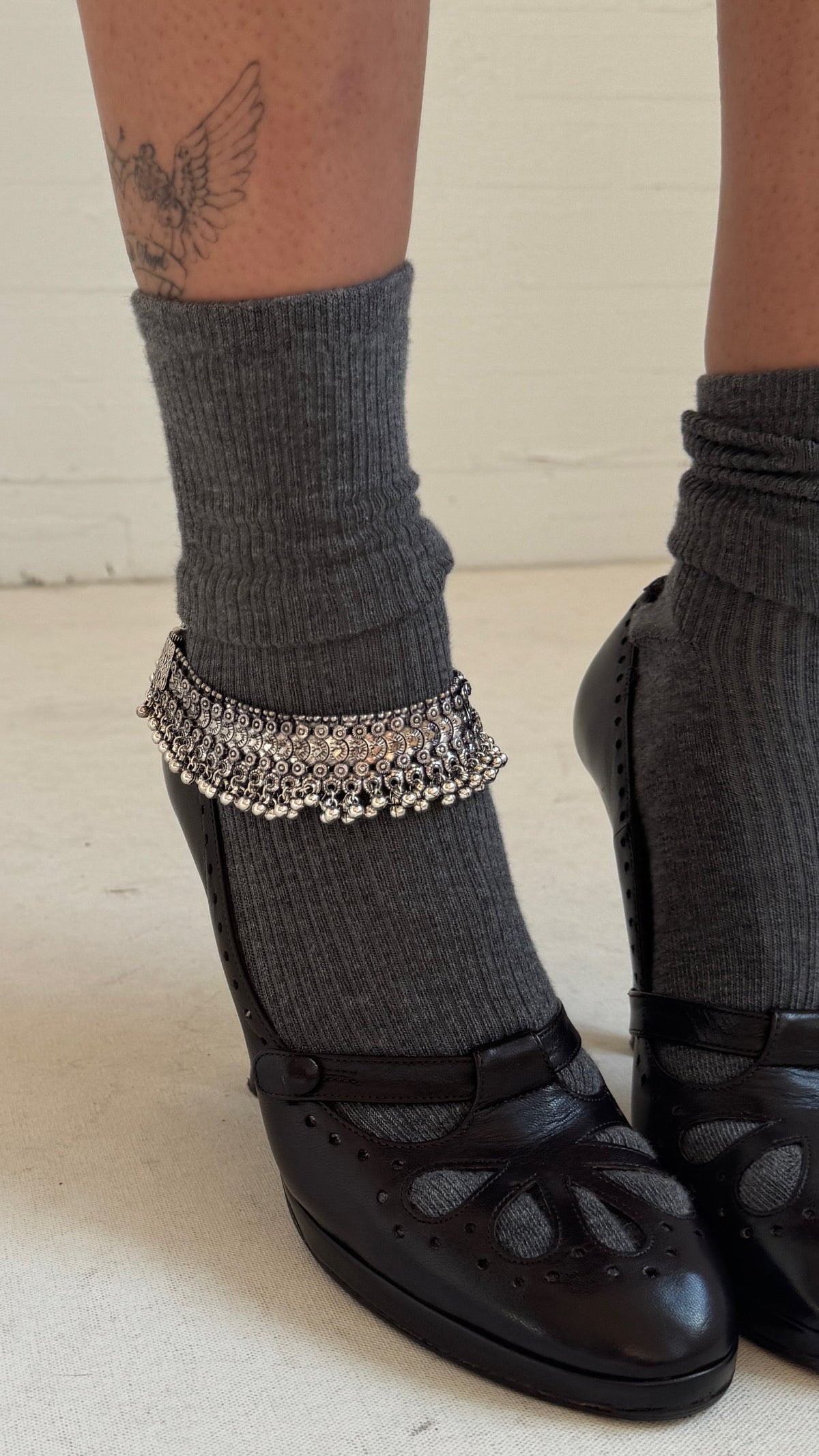 Silver Bell Fringe Anklet