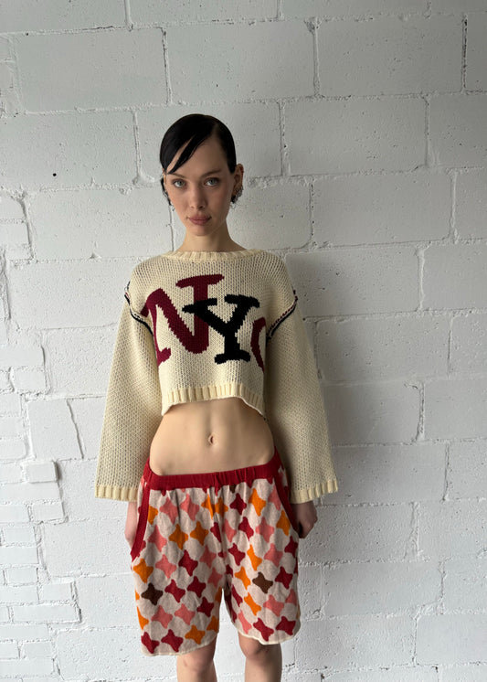 nyc knit cropped oversized sweater