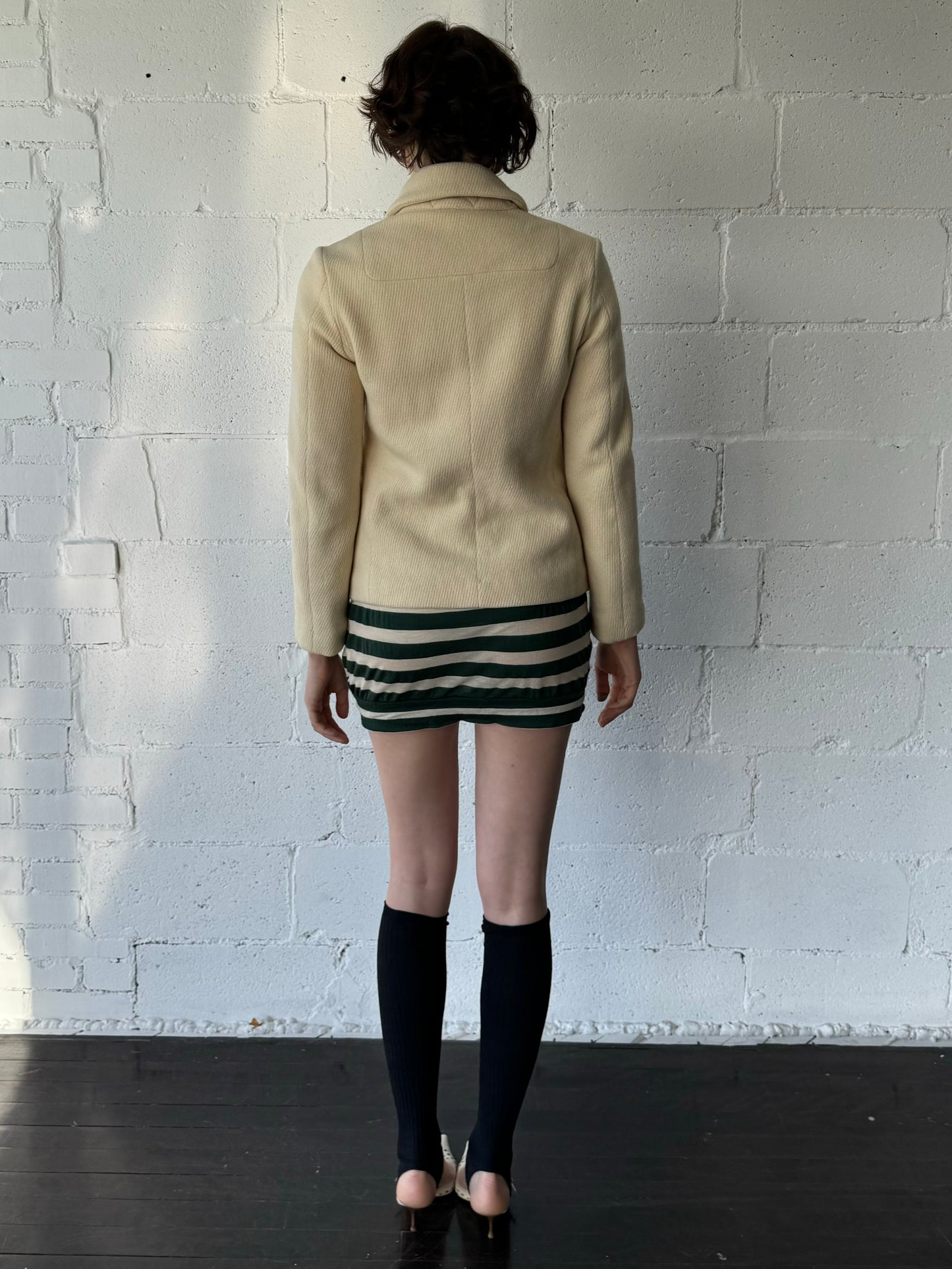 cashmere silk mini coat / off white