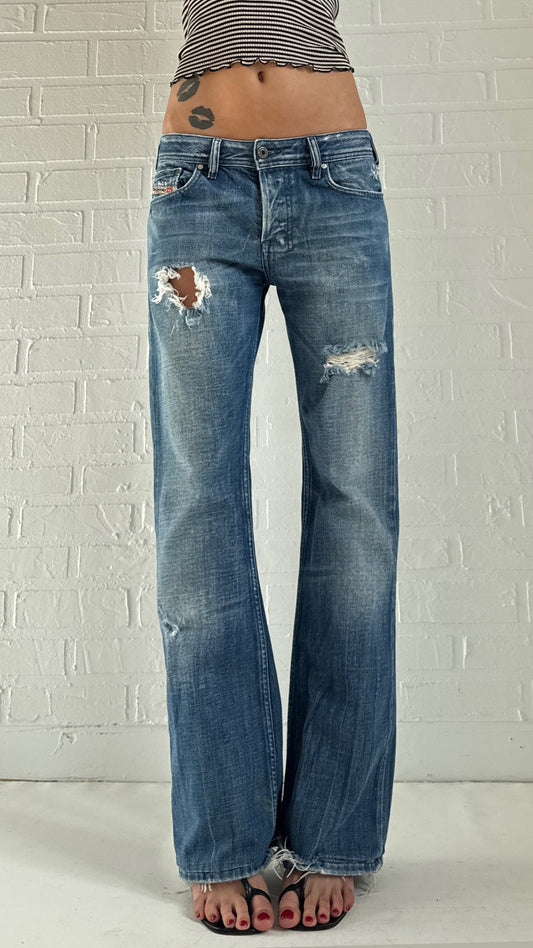 Distressed Bootcut Jeans