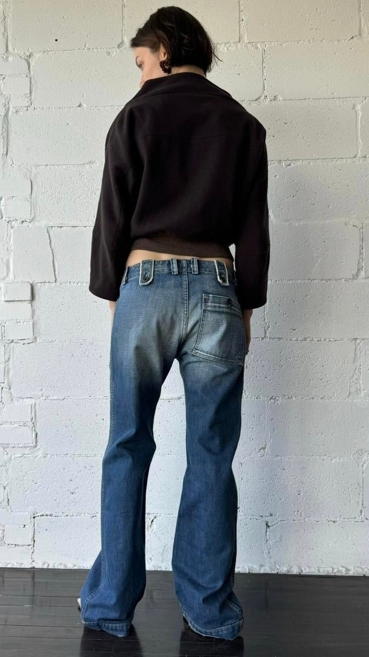 button 3/4 cropped jacket / brown