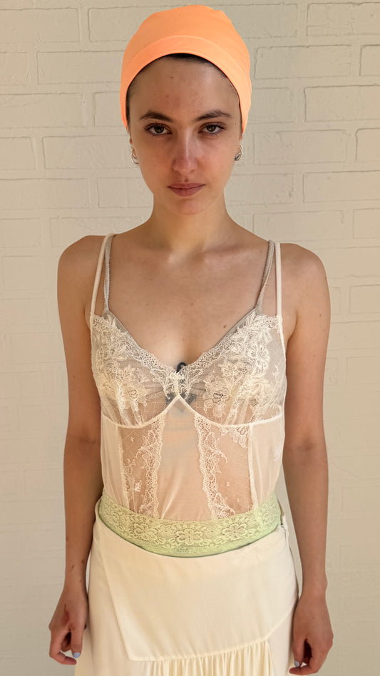 sheer lace panelled cami