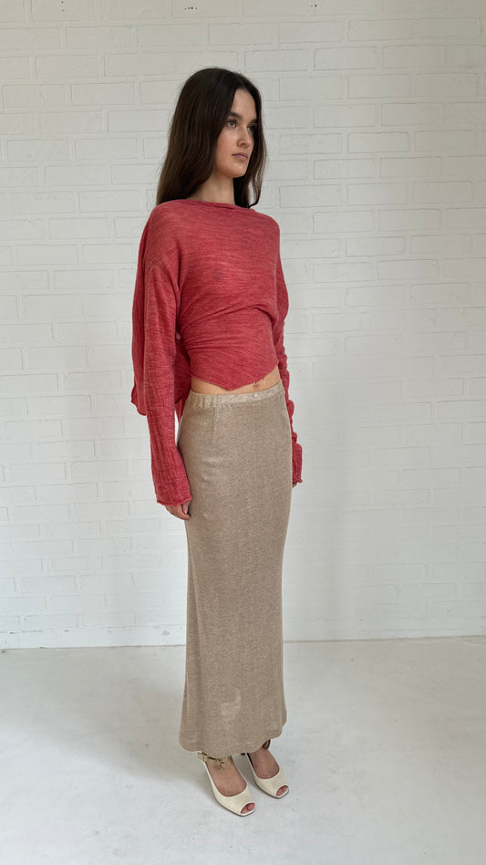 silk knit maxi skirt