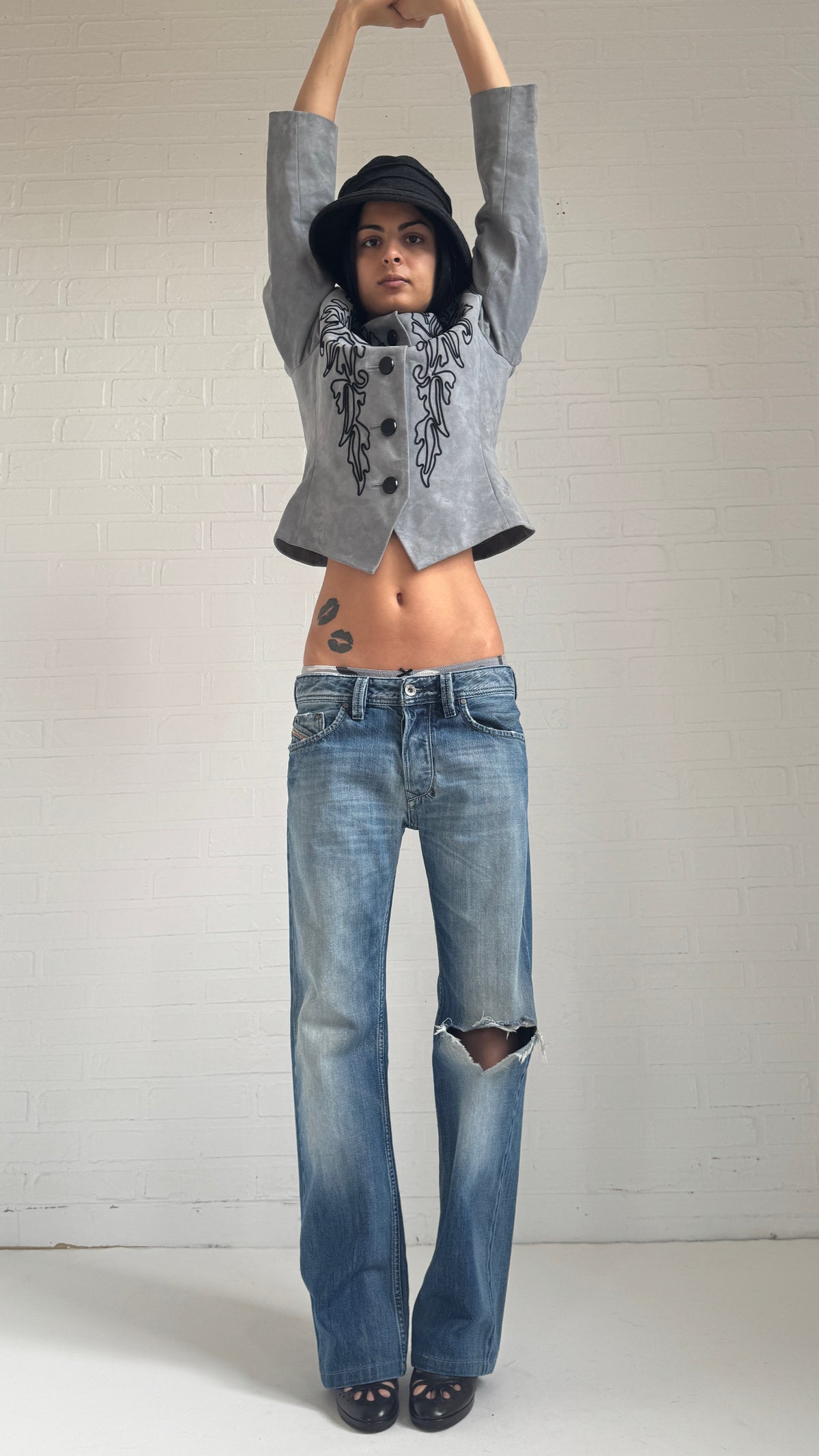 Distressed Relaxed Straight Jeans