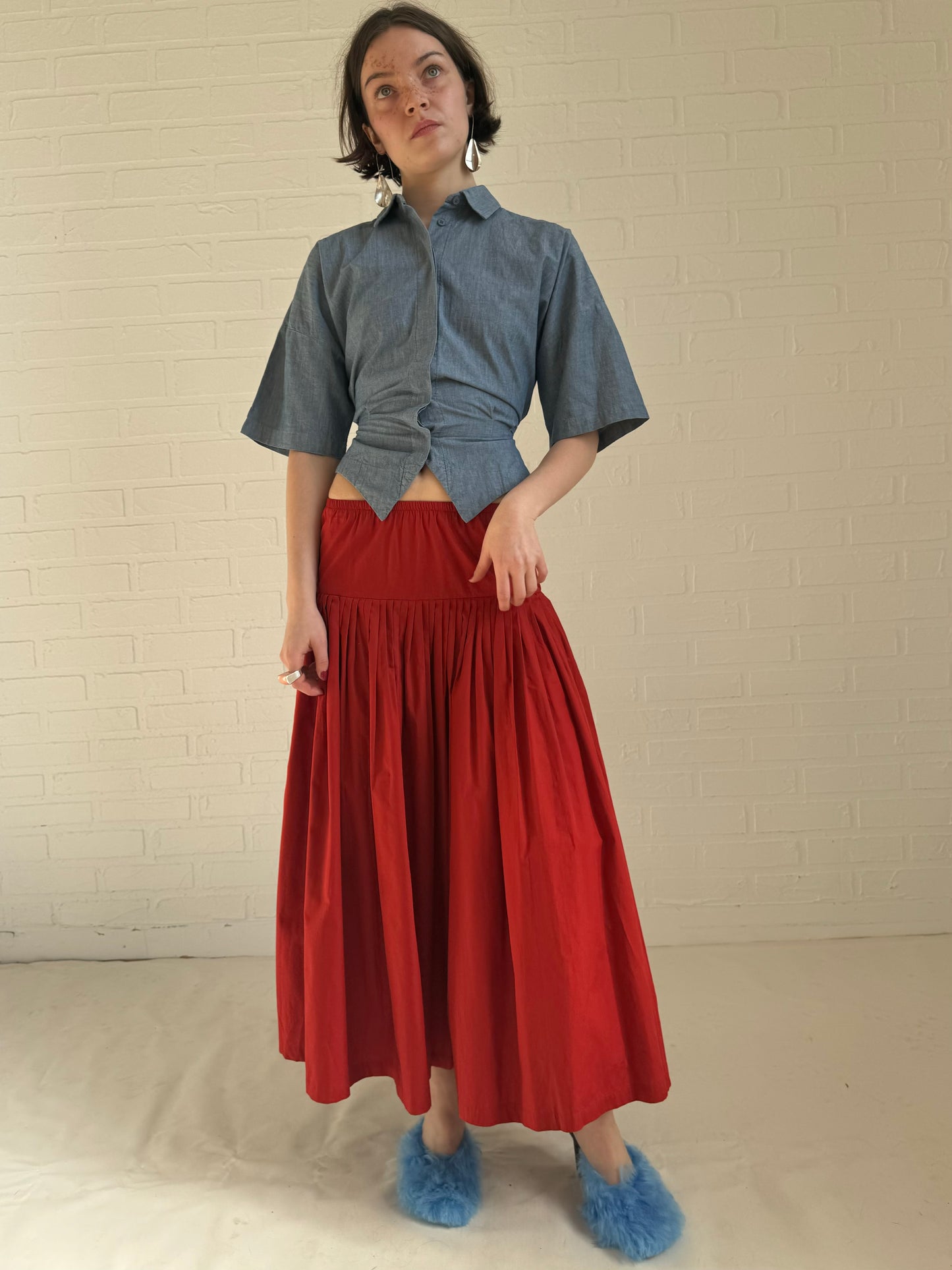 cotton poplin maxi skirt