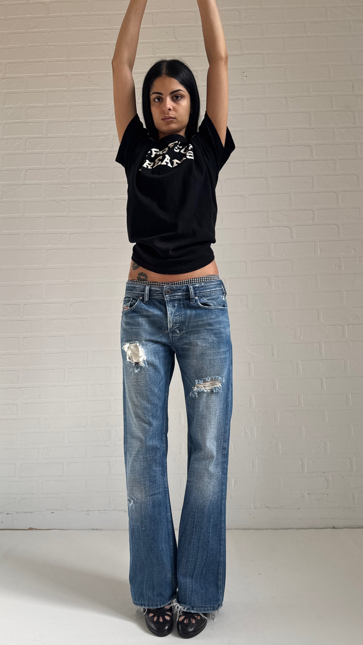 Distressed Bootcut Jeans