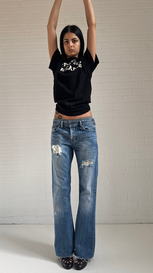 Distressed Bootcut Jeans