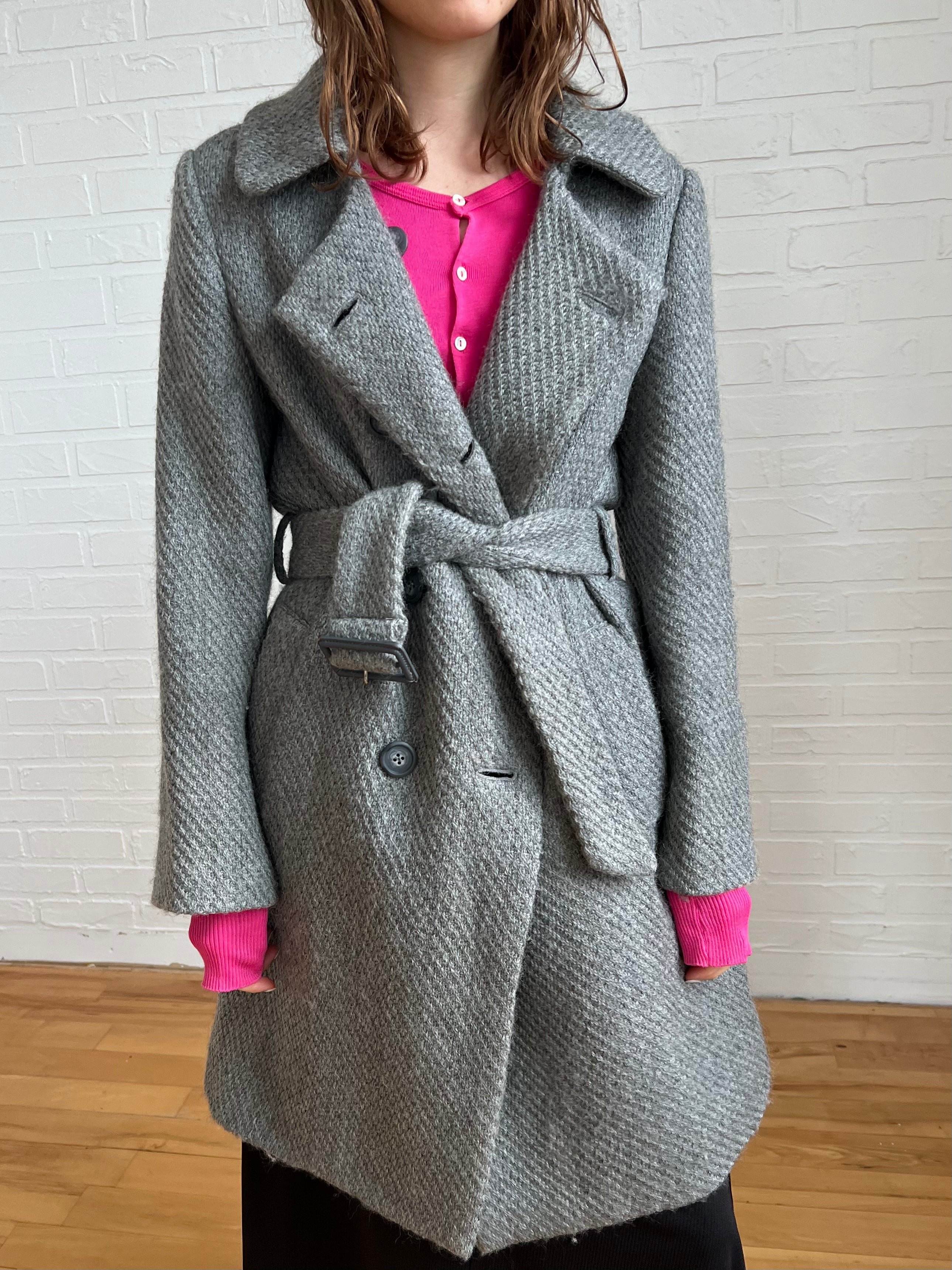 Tsumori Chisato wool long pea coat in grey