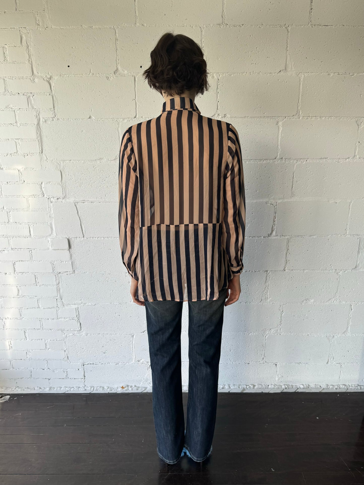 sheer silk shirt / stripe