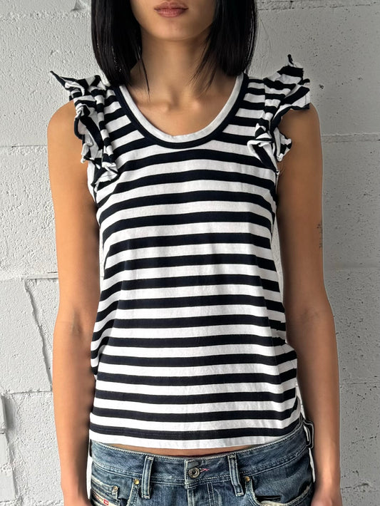 striped sleeveless top navy / white