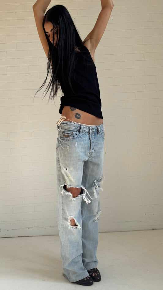 Distressed Light Wash Bootcut Jeans