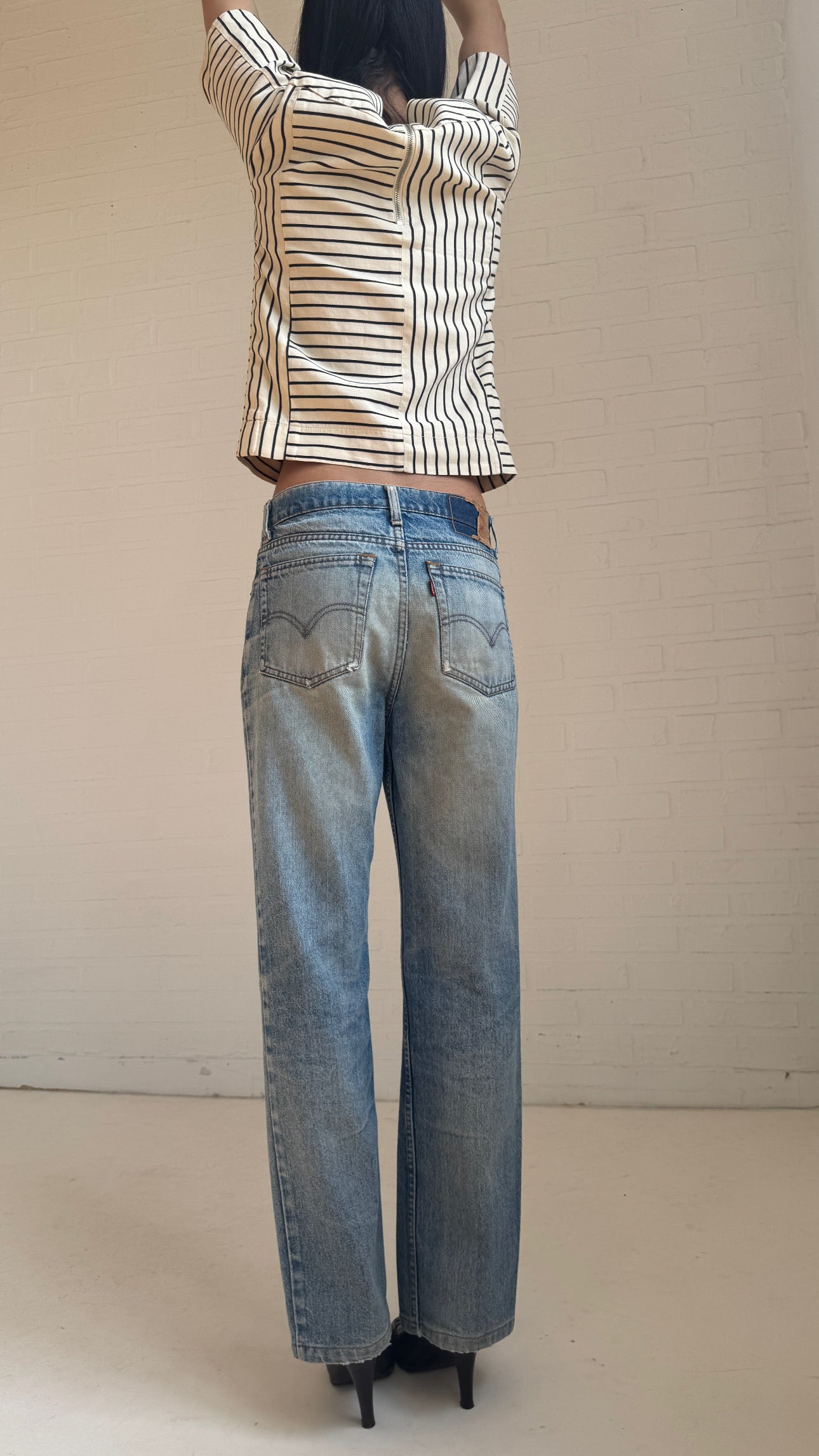Distressed Straight-Leg Jeans