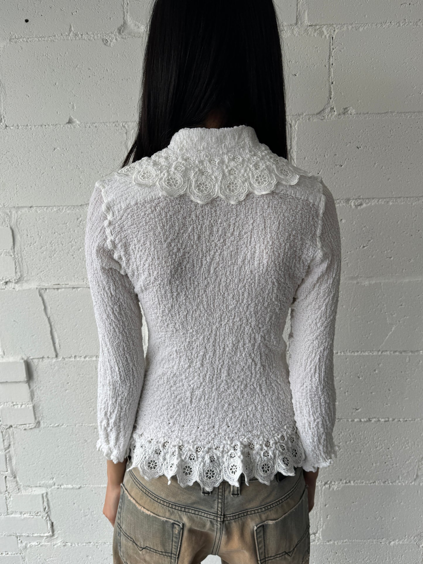 lace collar button up