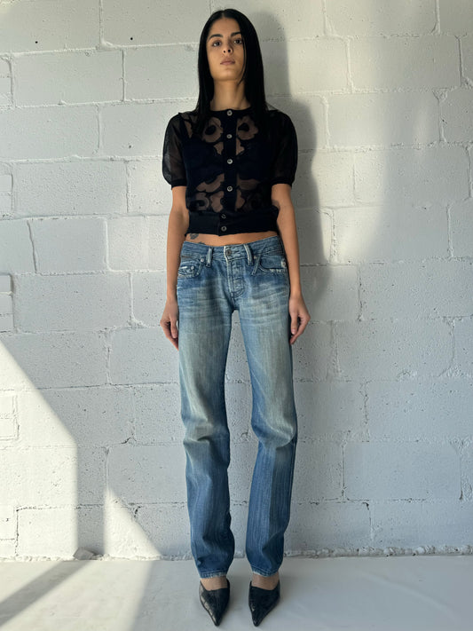 Distressed two tone jeans /s