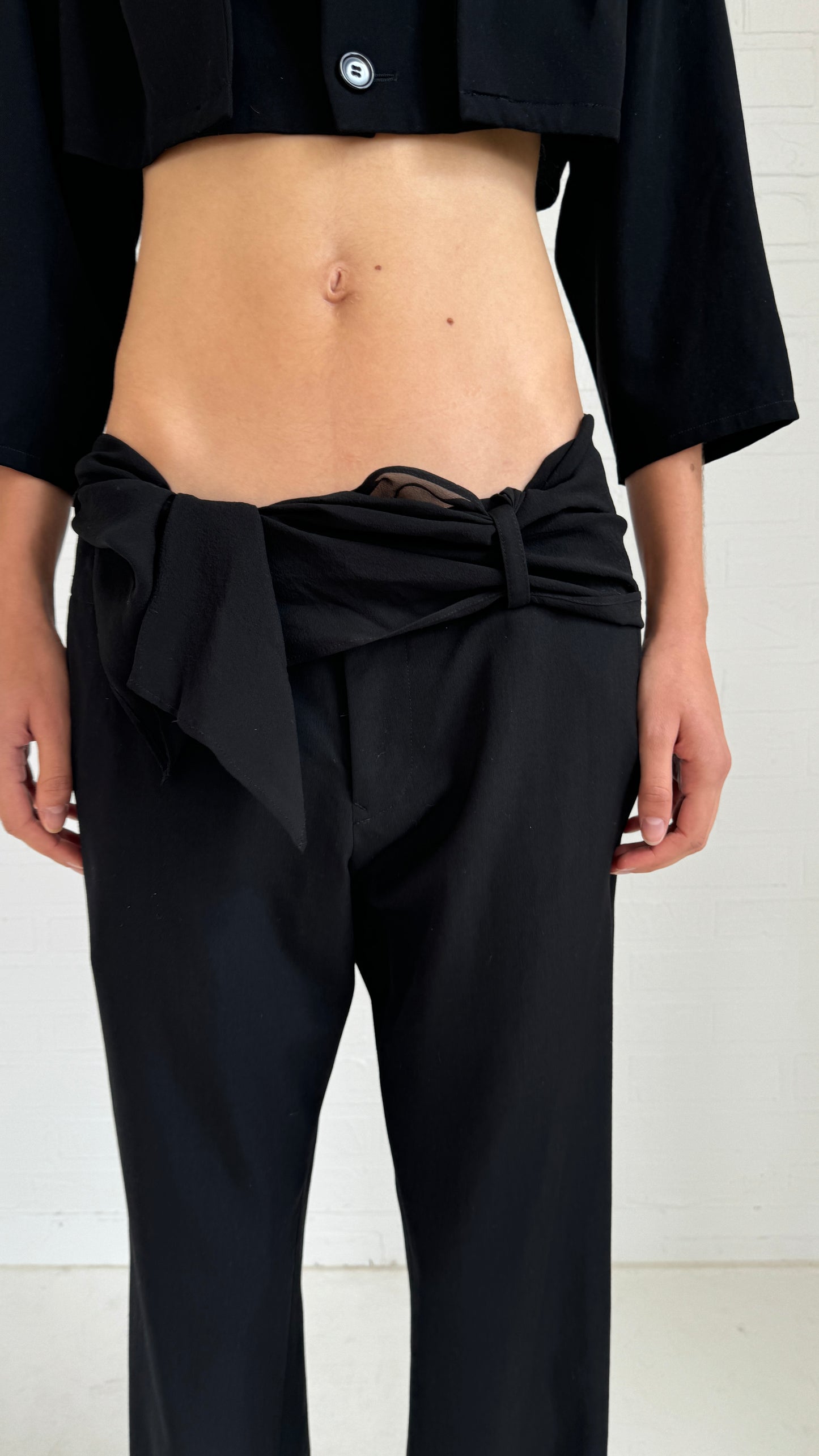 silk belt wool pants