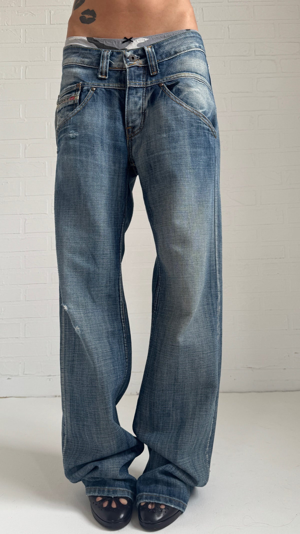 Faded Wide Leg Jeans