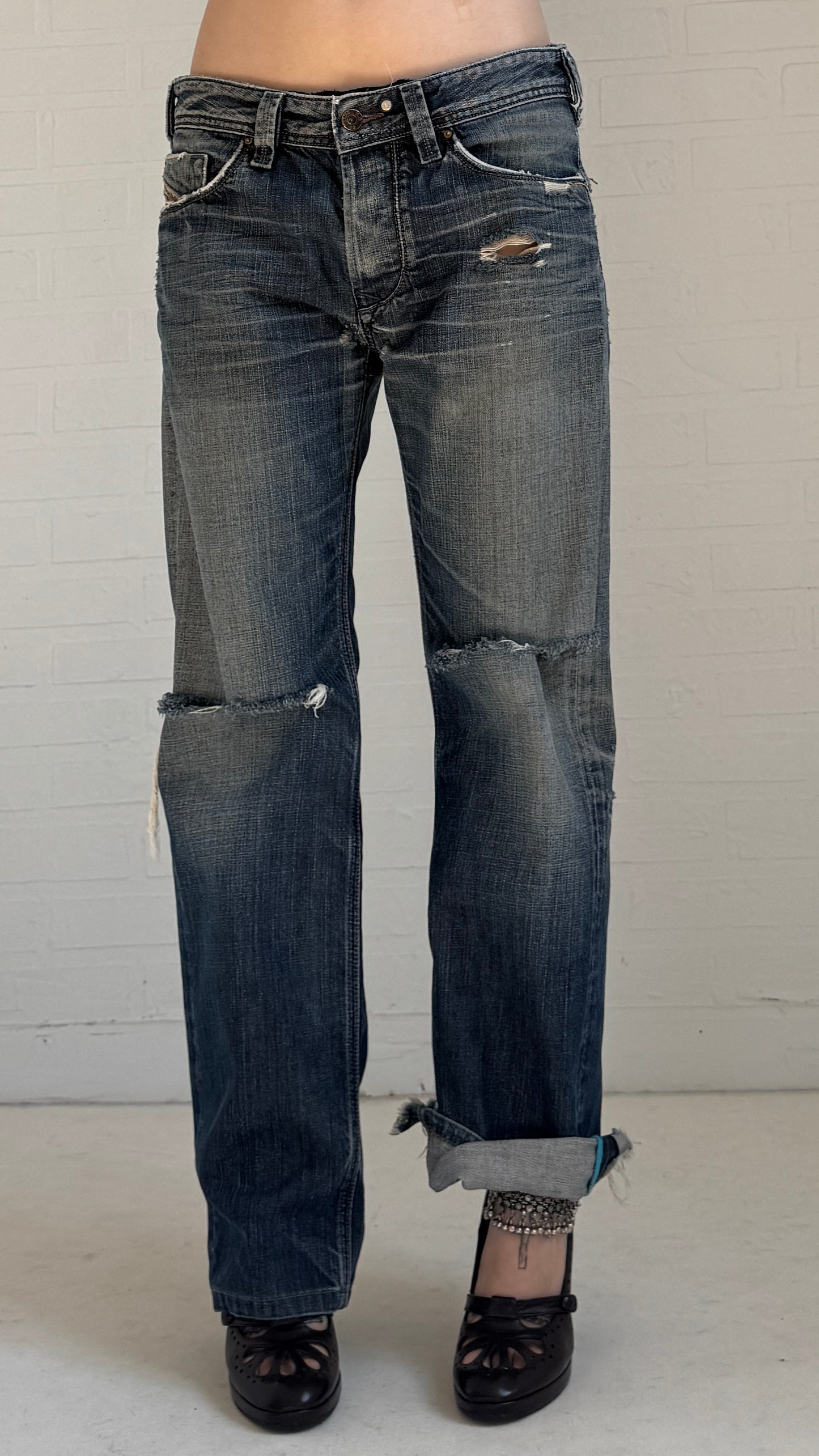 embroidered jeans