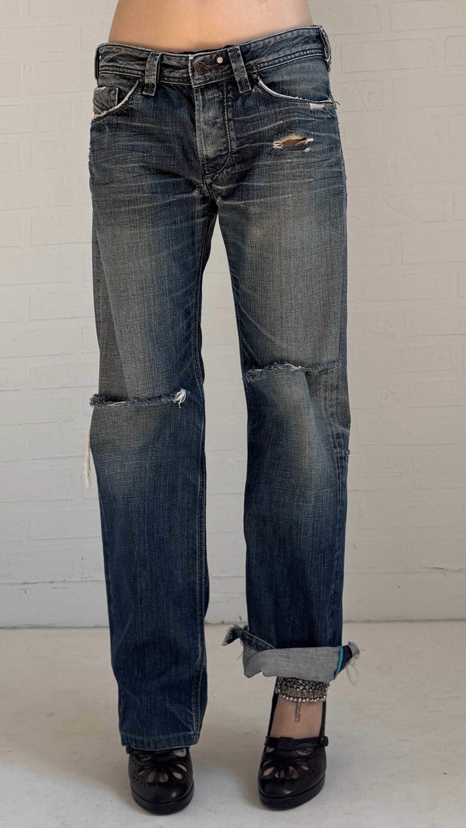 embroidered jeans