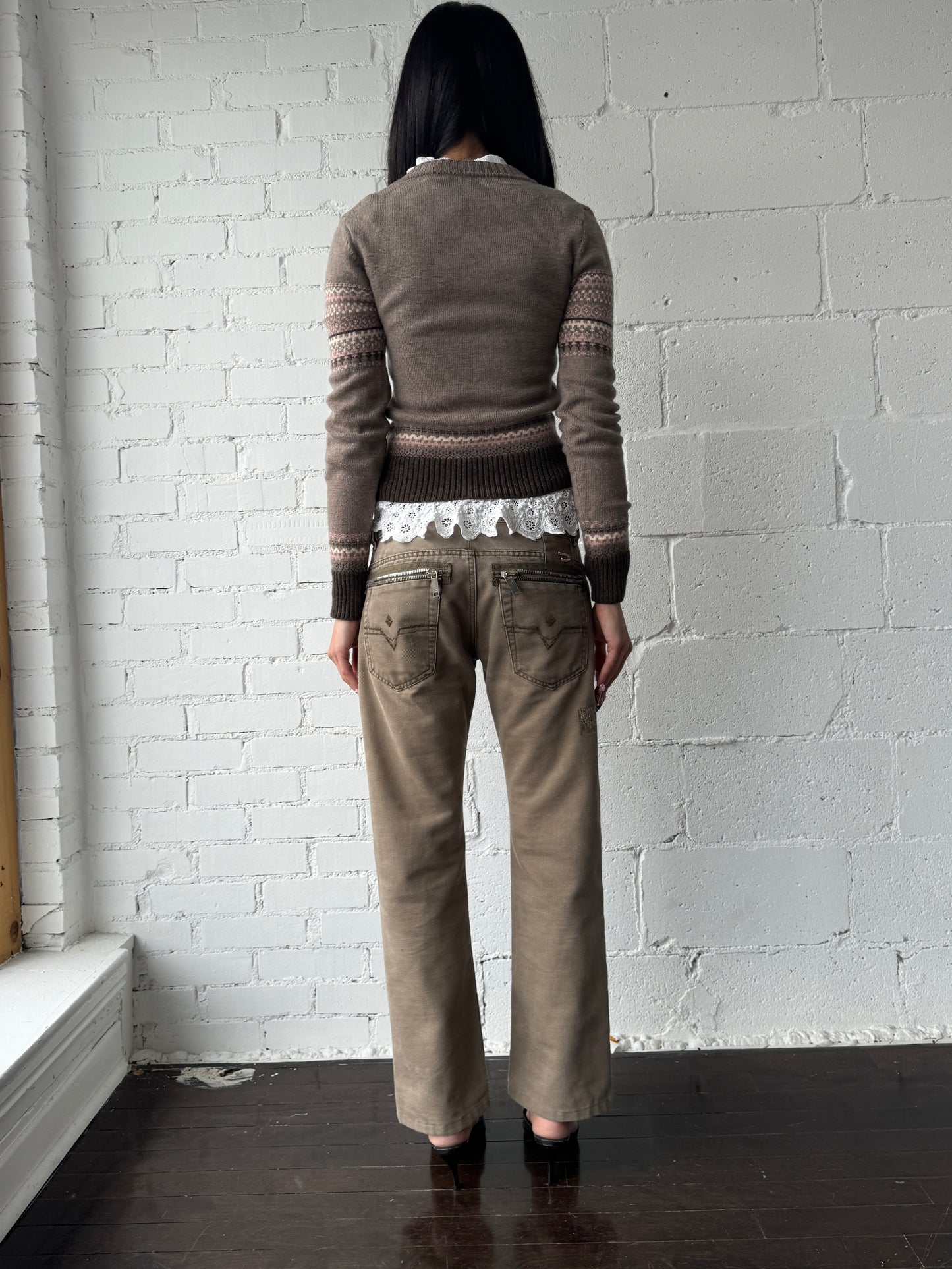 patchwork jeans / brown 28