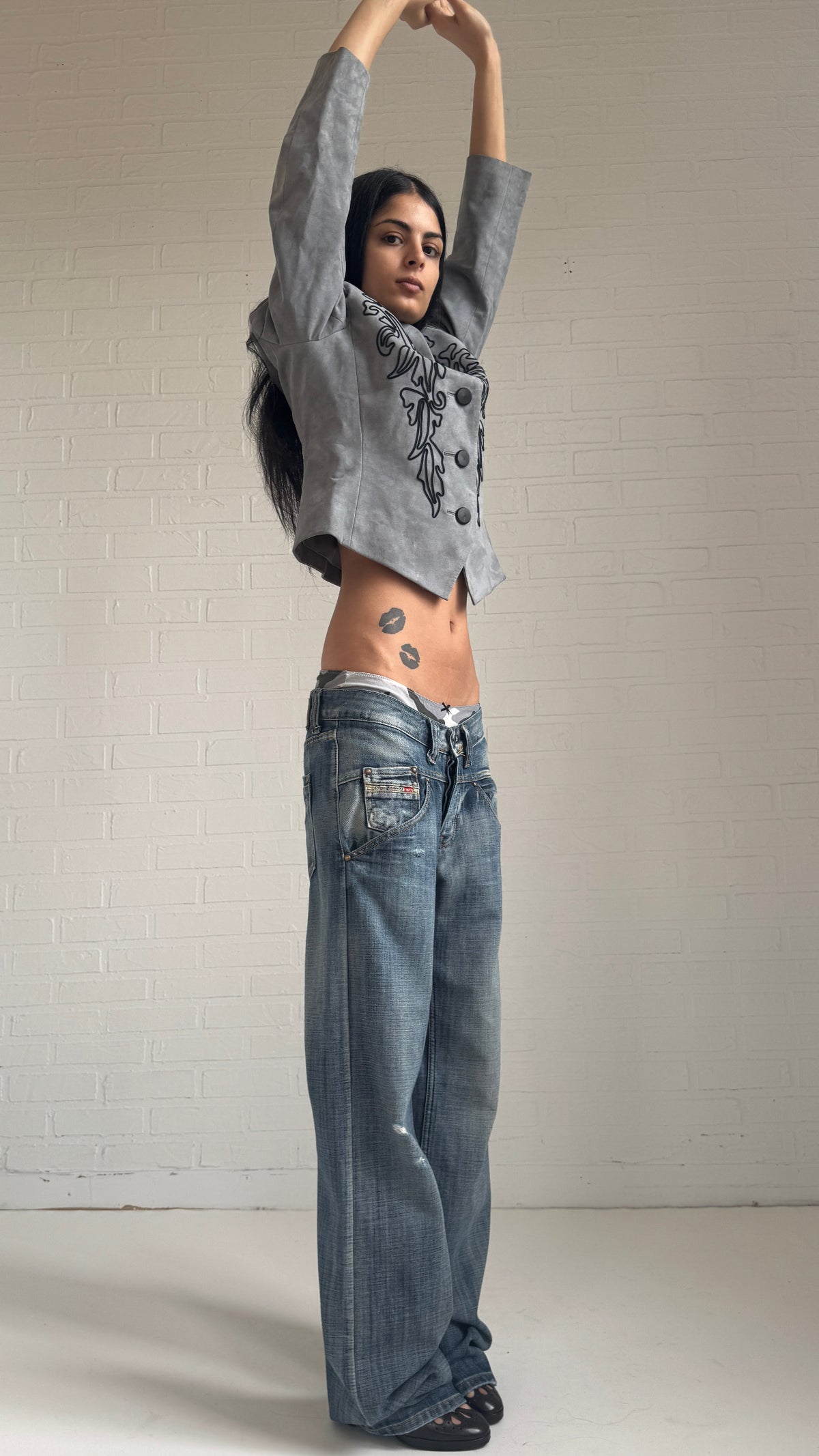 Faded Wide Leg Jeans