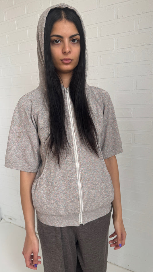 Metallic Hooded Zip-Up