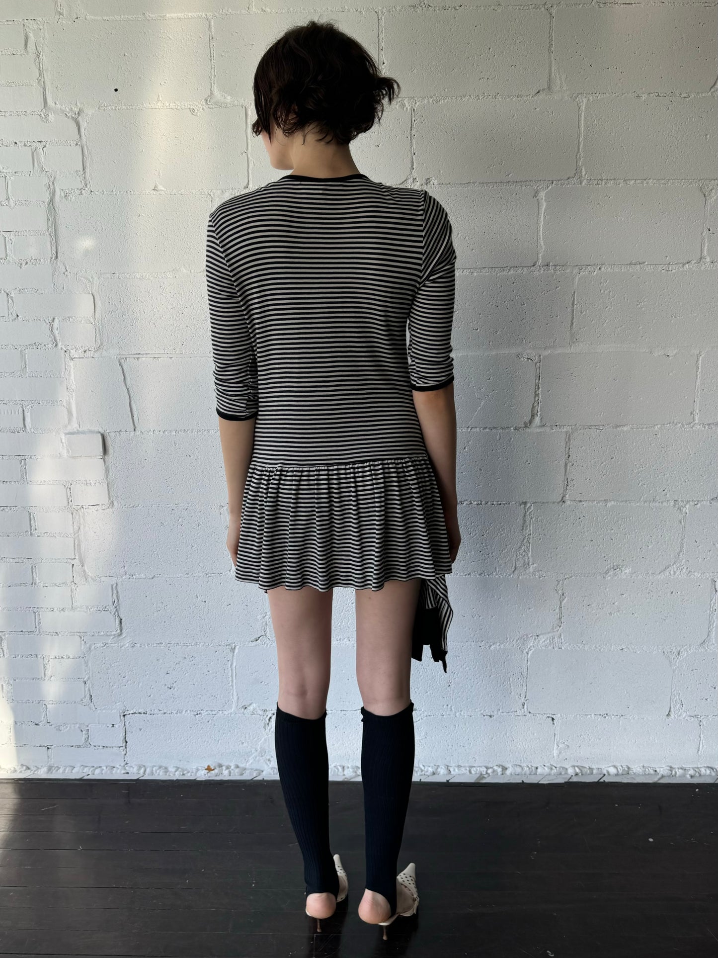 cardigan mini dress / stripe