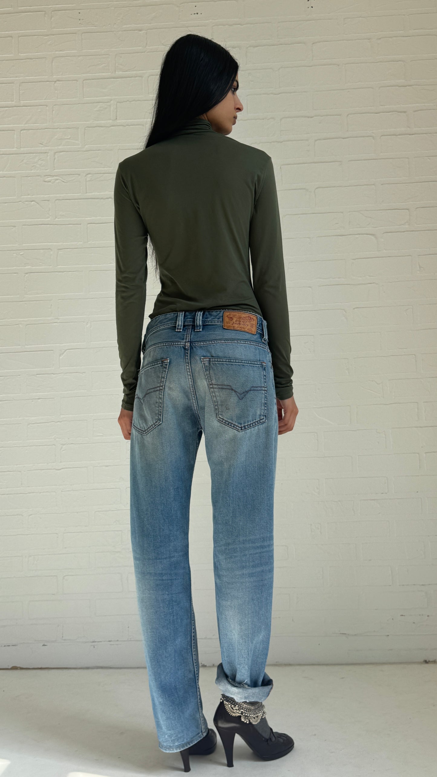 Distressed Faded Blue Jeans