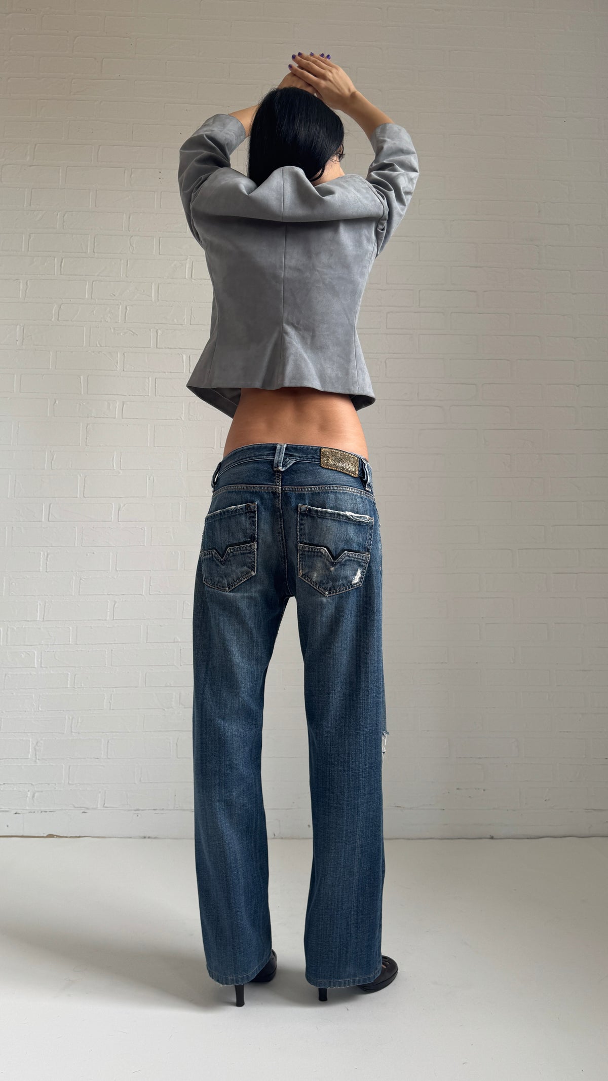Distressed Dark Straight Jeans