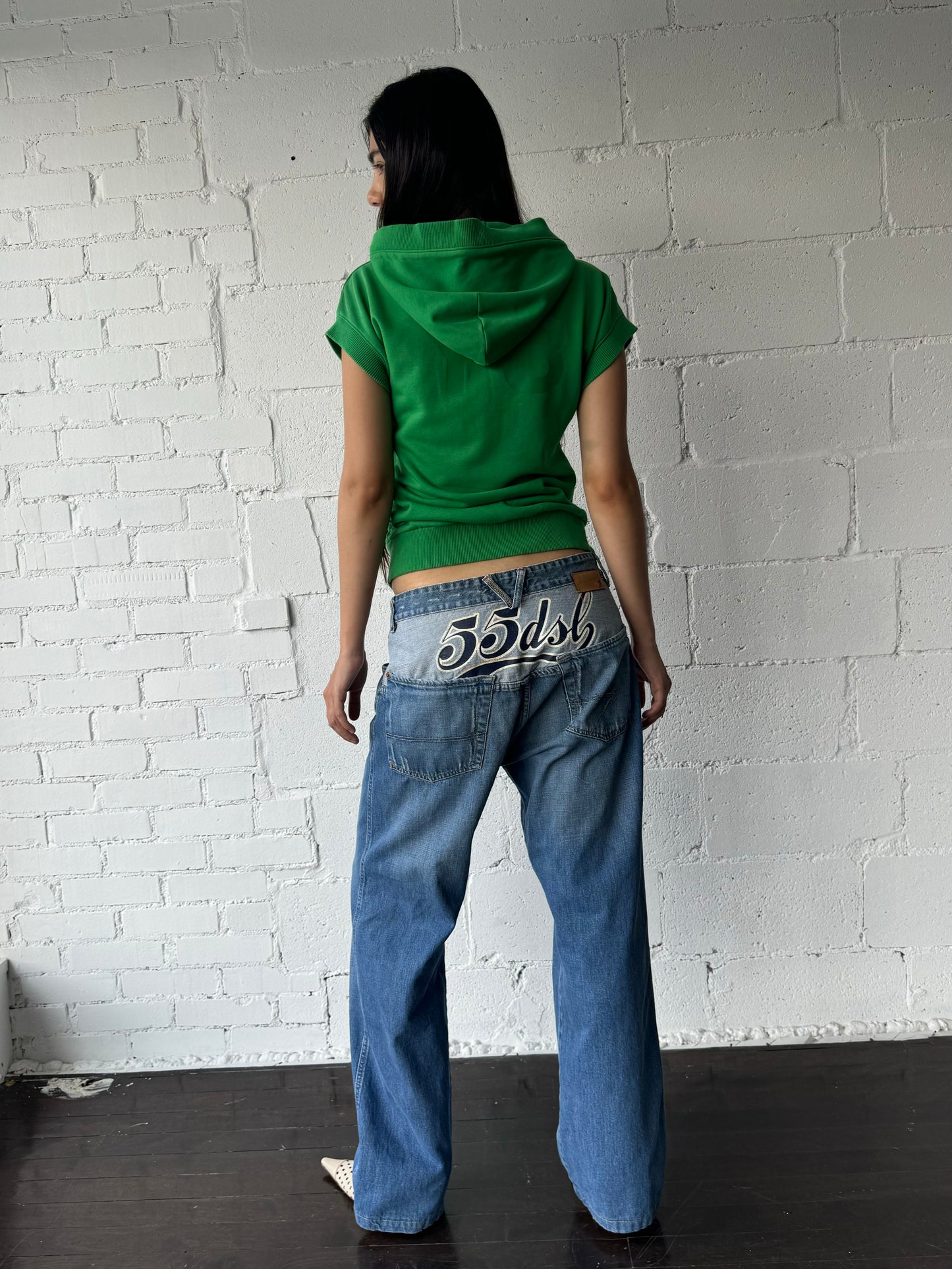 baggy fit back lettering jeans / 32