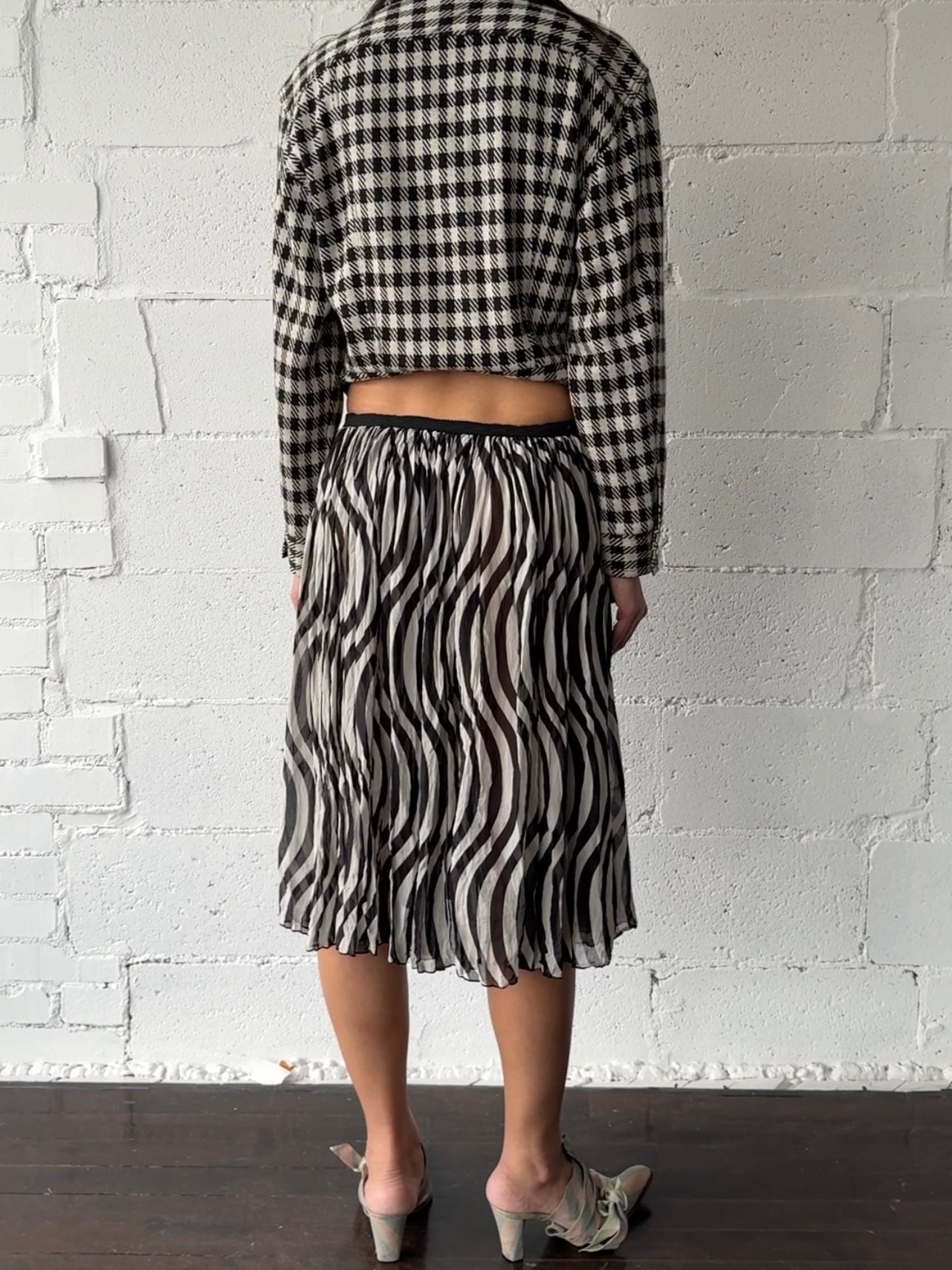 silk sheer stripe skirt