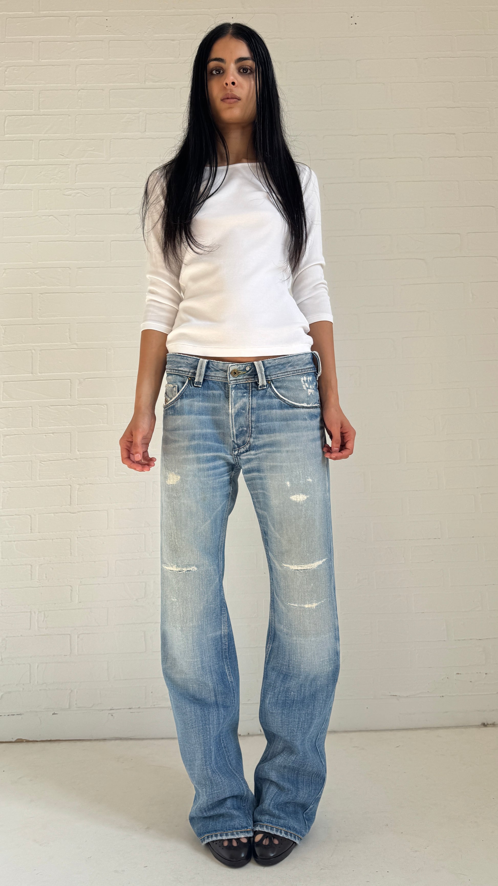 Distressed Embroidered Pocket Jeans
