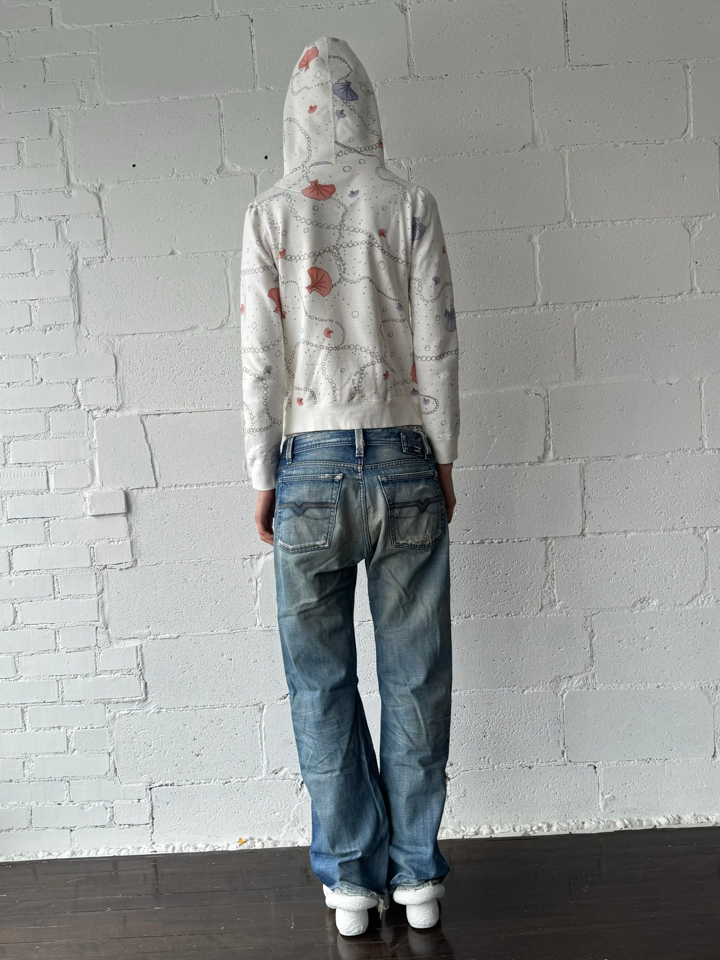 distressed ripped baggy jeans in light wash
