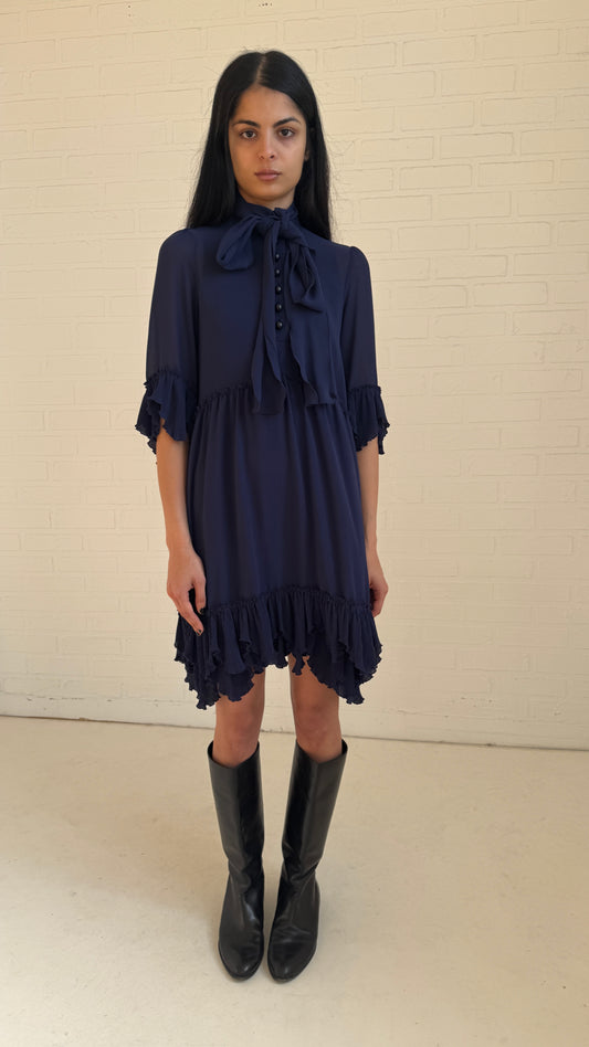 Ruffle Tie Mini Dress