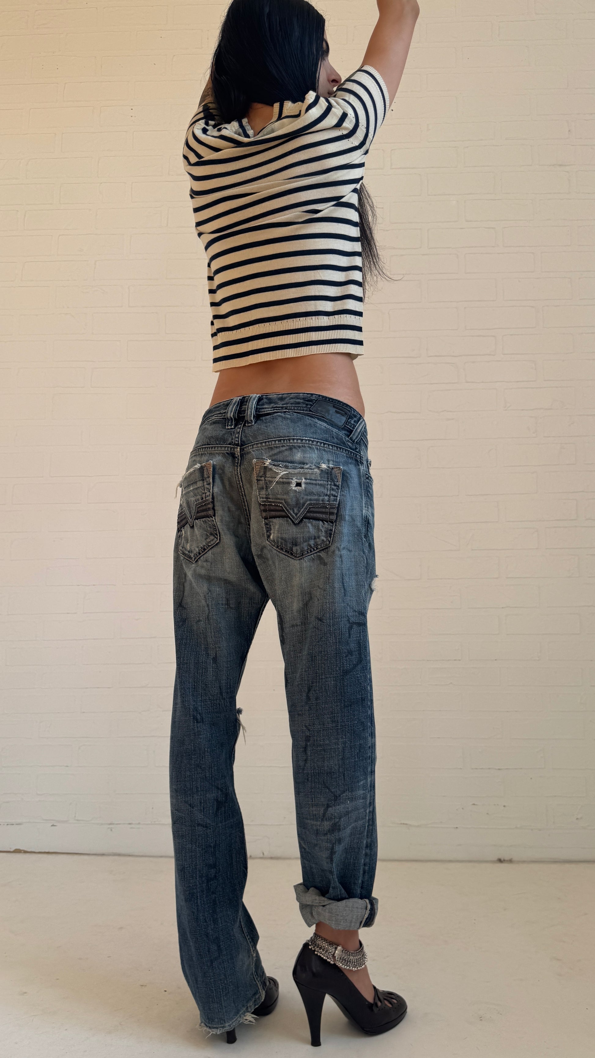 Distressed Blue Grey Jeans