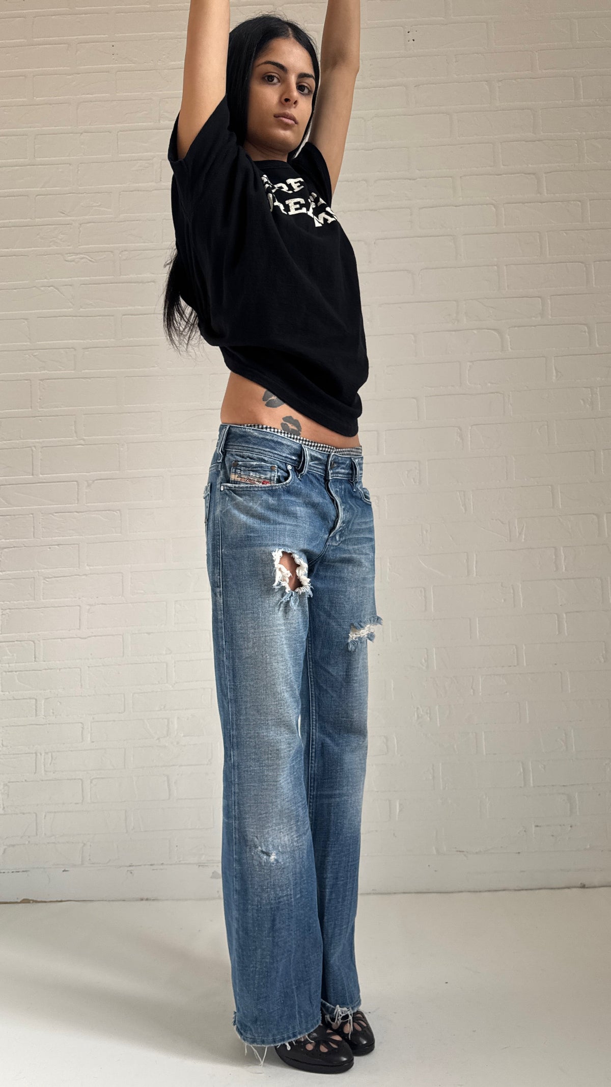 Distressed Bootcut Jeans