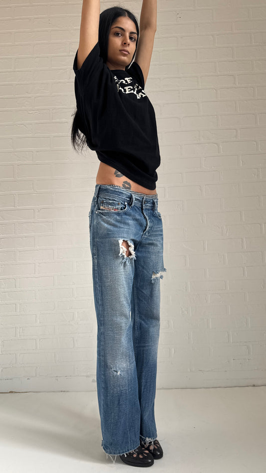 Distressed Bootcut Jeans