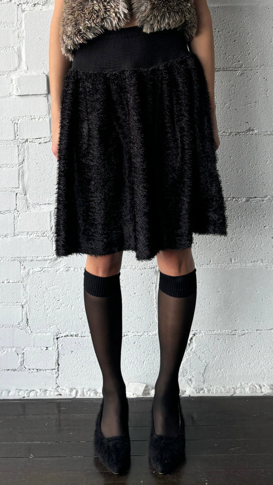 faux fur skirt / black