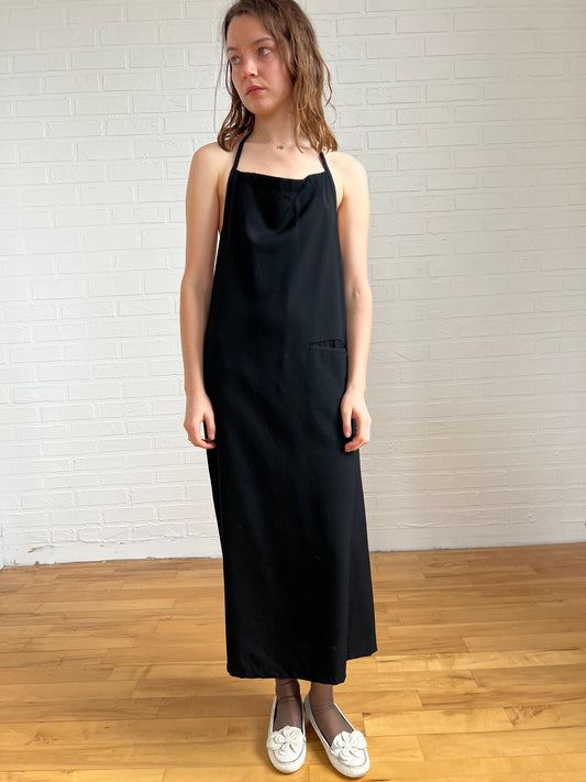 Yohji Yamamoto wool halter dress in black
