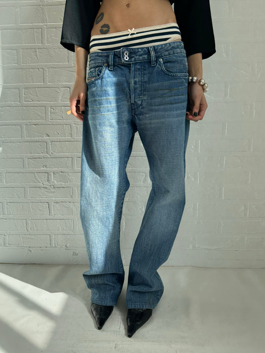 vtg distressed baggy wide  jeans 31