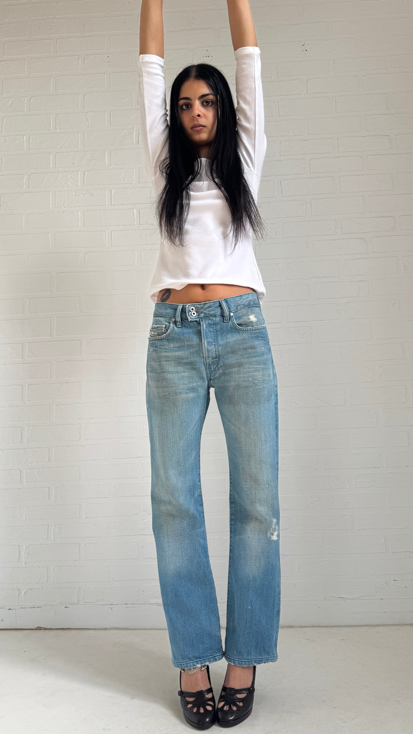 Faded Straight Leg Jeans