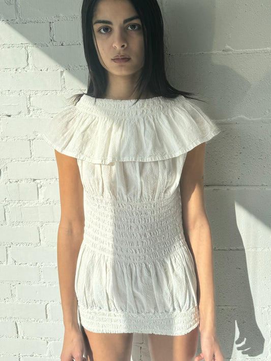 crepe mini dress / white