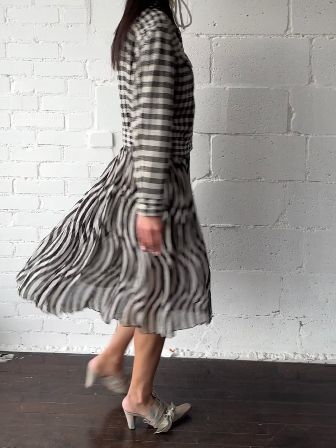 silk sheer stripe skirt