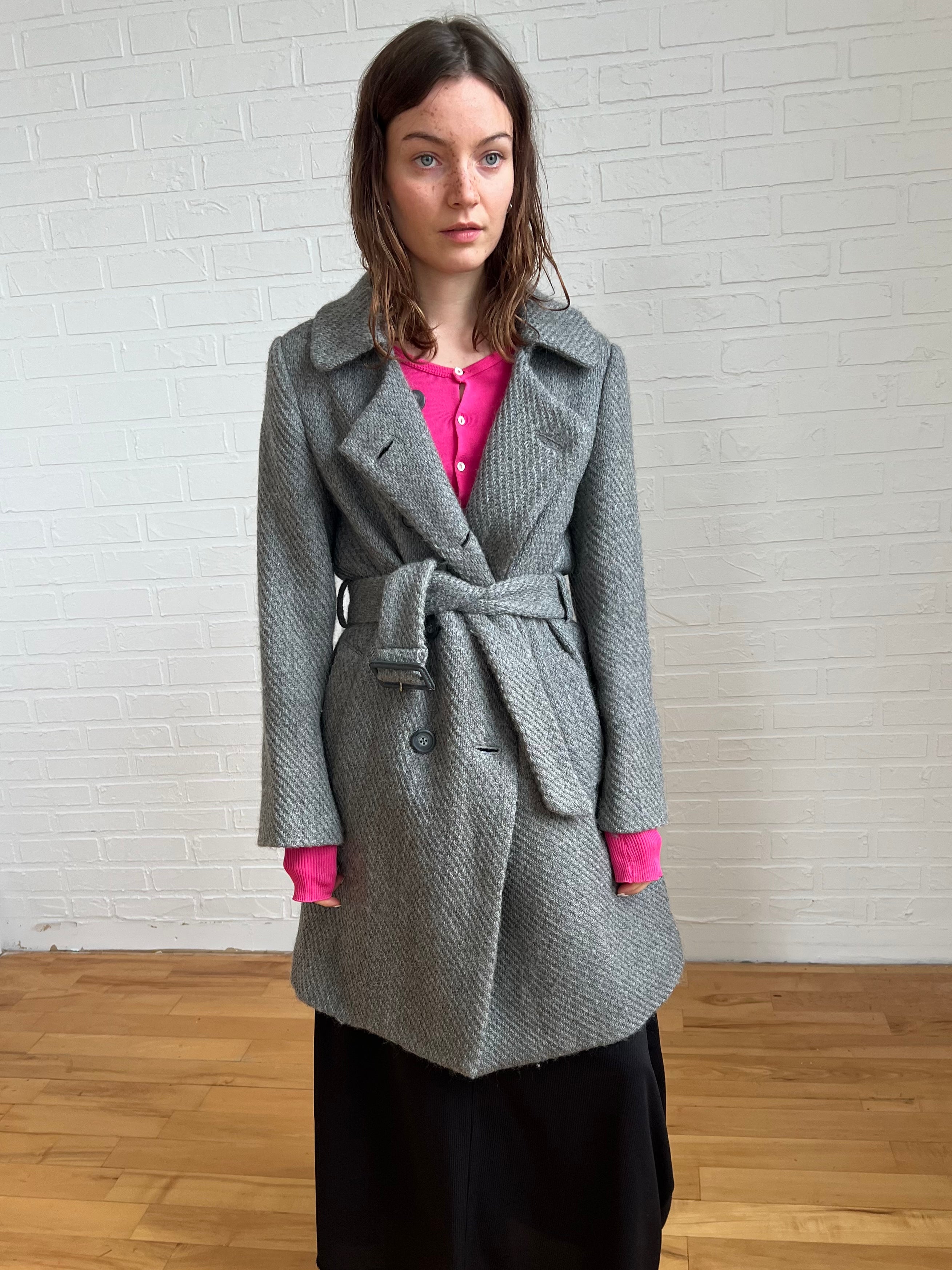 Tsumori Chisato wool long pea coat in grey – GREY ROOM SHOP