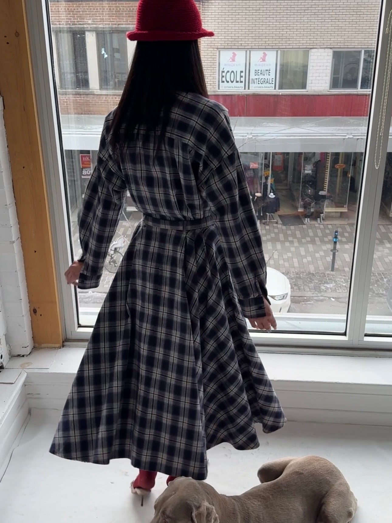 plaid flannel maxi dress xs