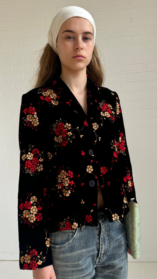 Floral velvet jacket